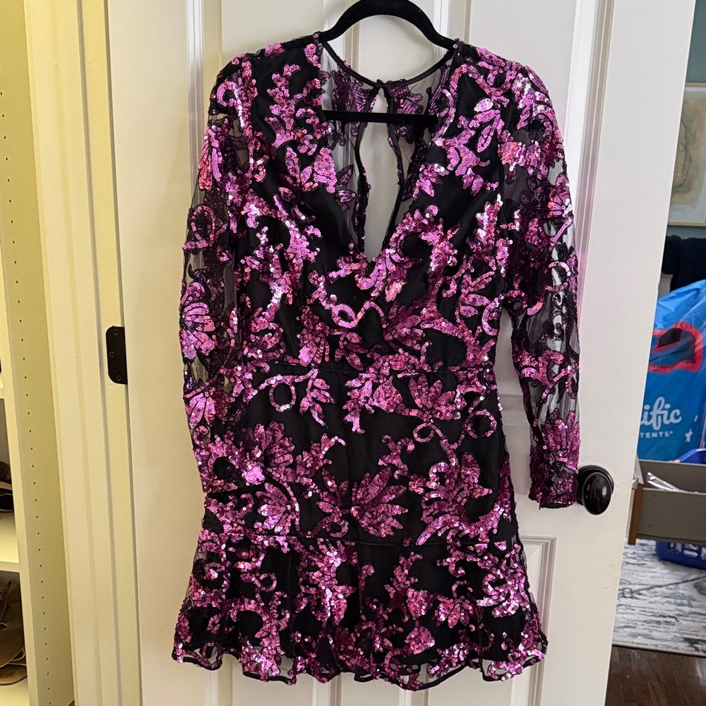 Milly Black Dress with Pink Sequins